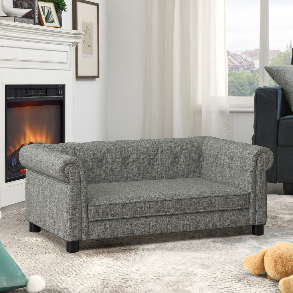 Elevated Dog Sofa Bed - Supportive Foam Couch with Backrest for Medium & Large Dogs